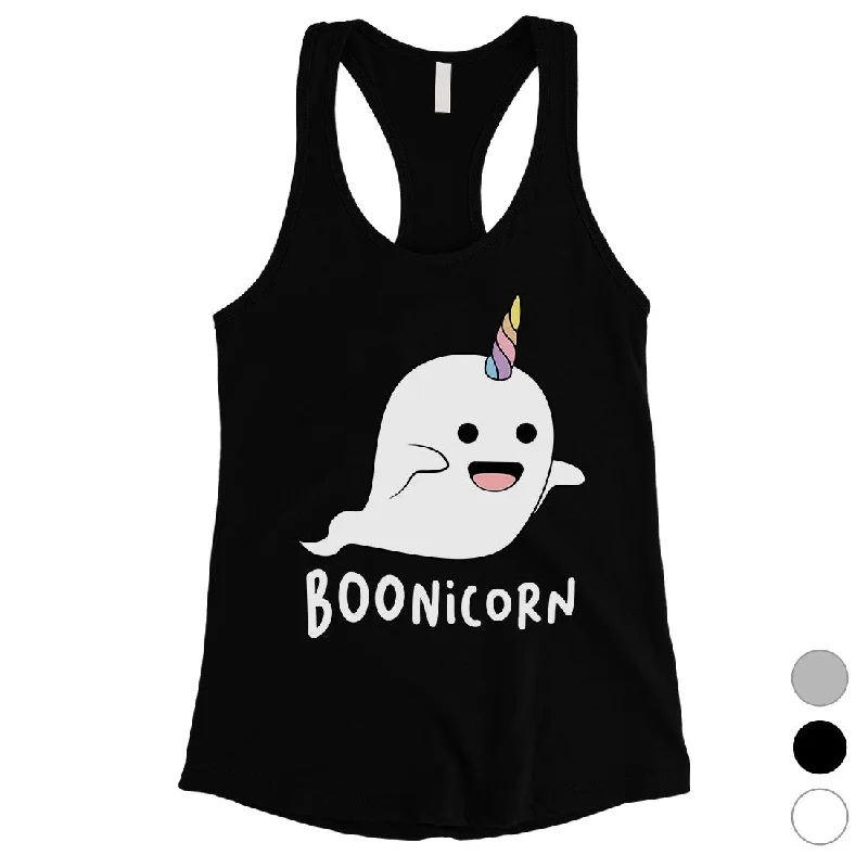 Women's Casual Apparel Boonicorn Cute Halloween Costume Funny Ghost Unicorn Womens TankTop