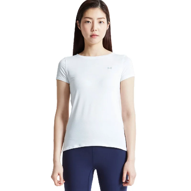 Stylish Women's Garments For Holidays Under Armour Heatgear Armour Short Sleeve Tee - Womens - White/Metallic Silver